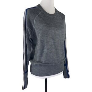 Athleta Sweater Blue Gray Merino Extra Fine Wool Long Sleeve Thumbholes Womens S